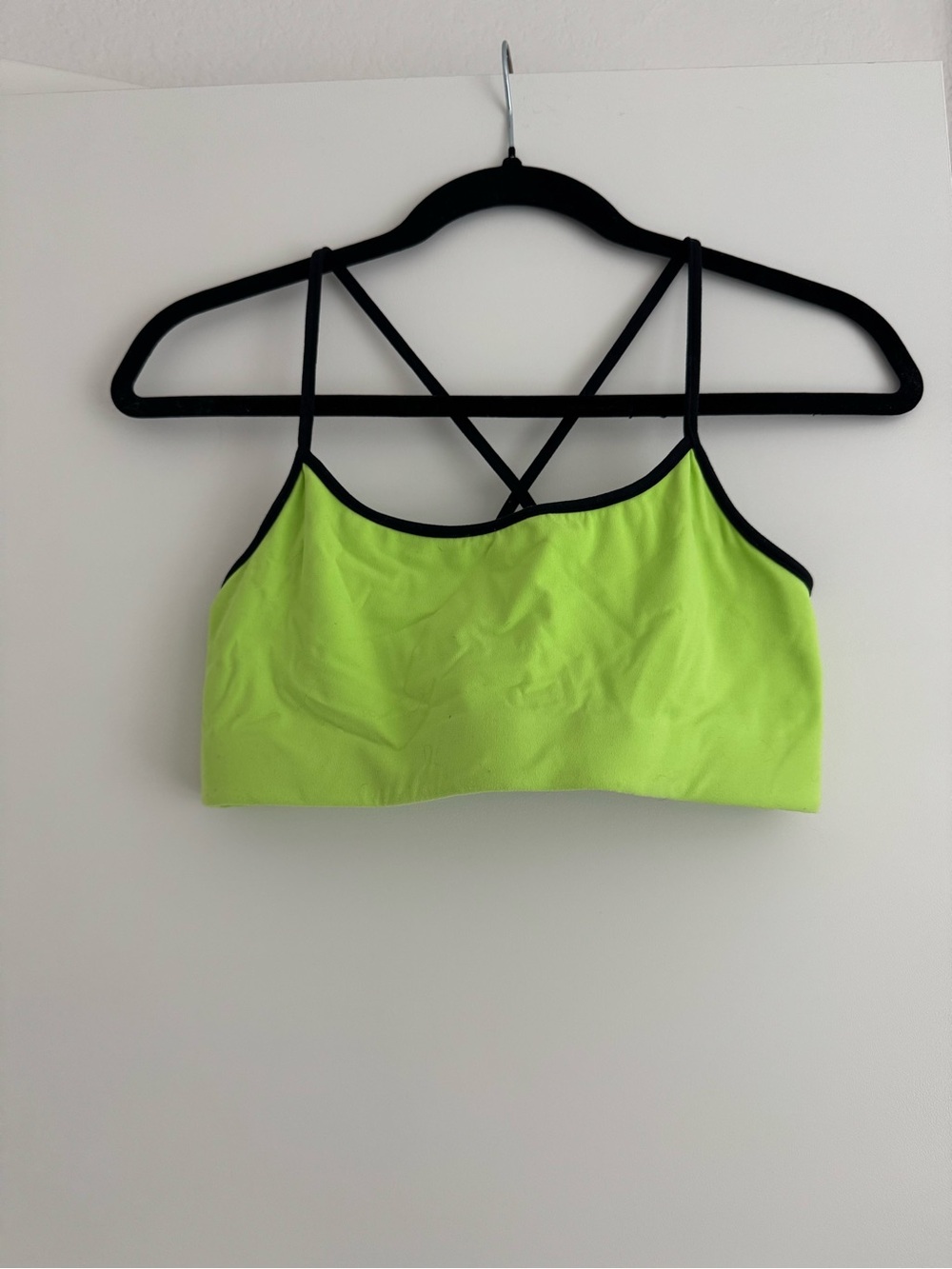 Splits59 Neon Lime Strappy Sports Bralette with Black Trim